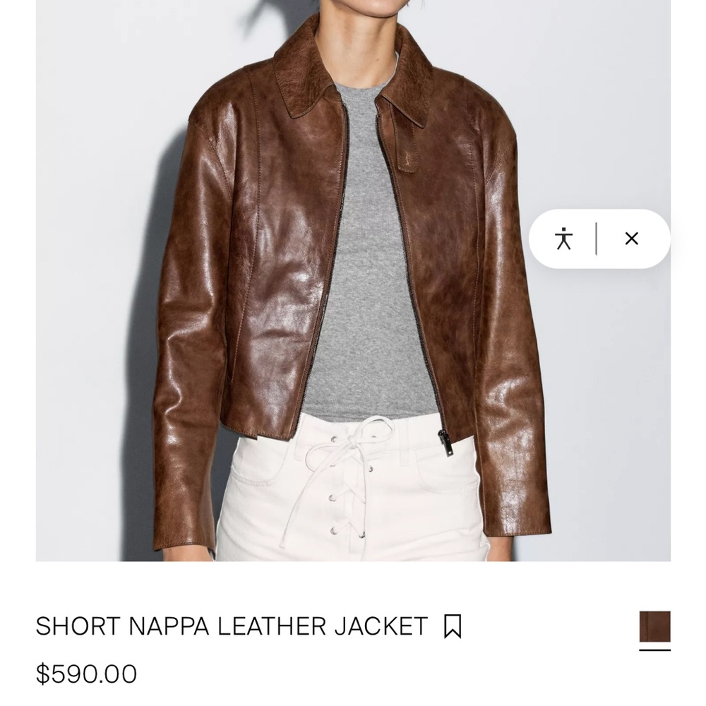 Massimo Dutti Red Leather Women's Jacket - Picture 6 of 6